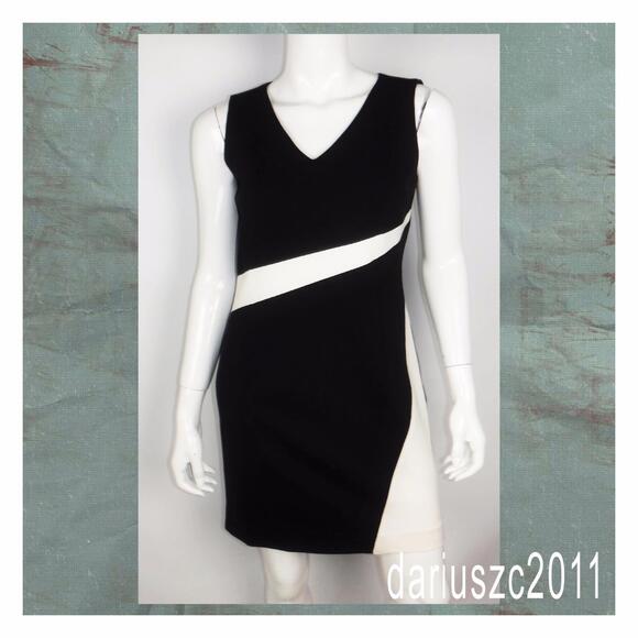 White house black market SLEEVELESS COLORBLOCK  BLACK/ECRU DRESS Size 2 - Picture 5 of 5